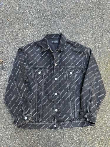 Balenciaga Black All Over Logo Denim Jacket - image 1