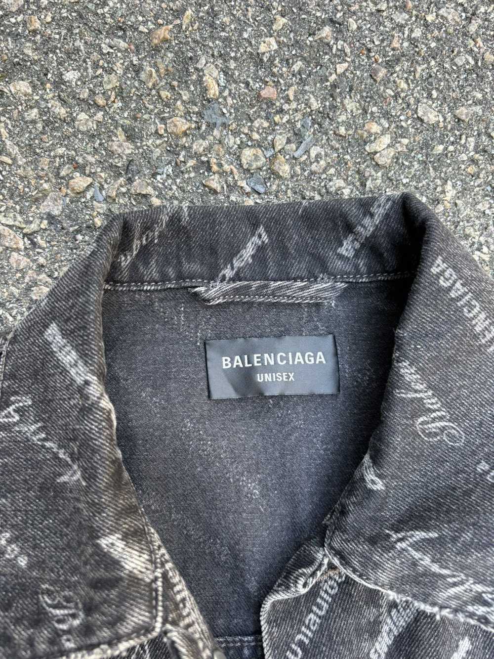 Balenciaga Black All Over Logo Denim Jacket - image 3