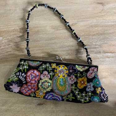 Vintage women sequin embroidered small handbag - image 1