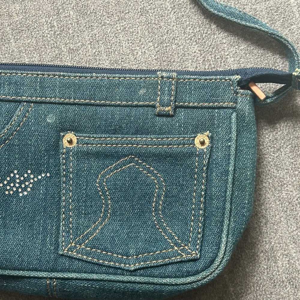 Y2K 1990s GUESS JEANS Blue Jean Denim Purse Bedaz… - image 3