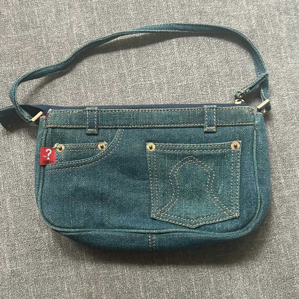 Y2K 1990s GUESS JEANS Blue Jean Denim Purse Bedaz… - image 4