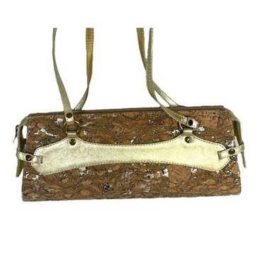 Vintage Frank Moaa Handbag Genuine Leather Cork G… - image 1