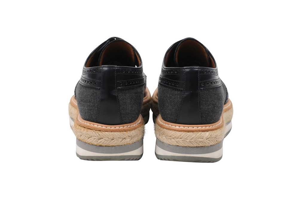 Prada Denim Leather Wingtip Platform Espadrille B… - image 6