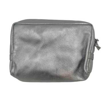 Bottega Veneta Metallic Leather Pouch Silver Vinta