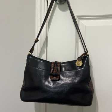 Vintage BRAHMIN BLACK/BROWN LEATHER SHOULDER BAG - image 1