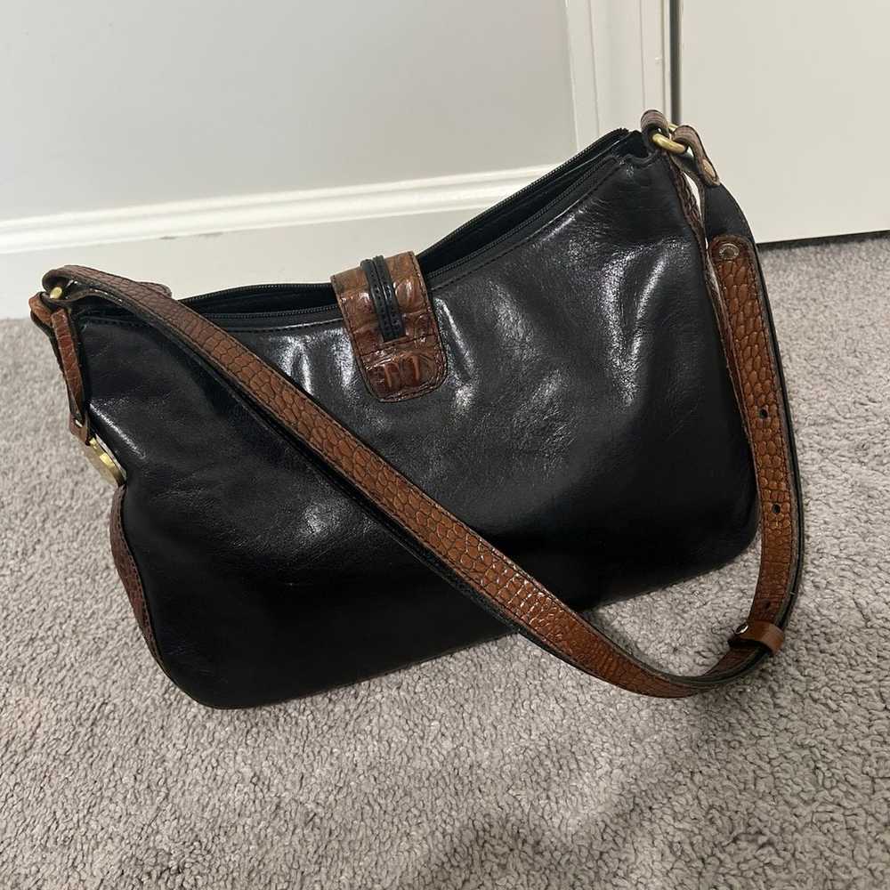 Vintage BRAHMIN BLACK/BROWN LEATHER SHOULDER BAG - image 5