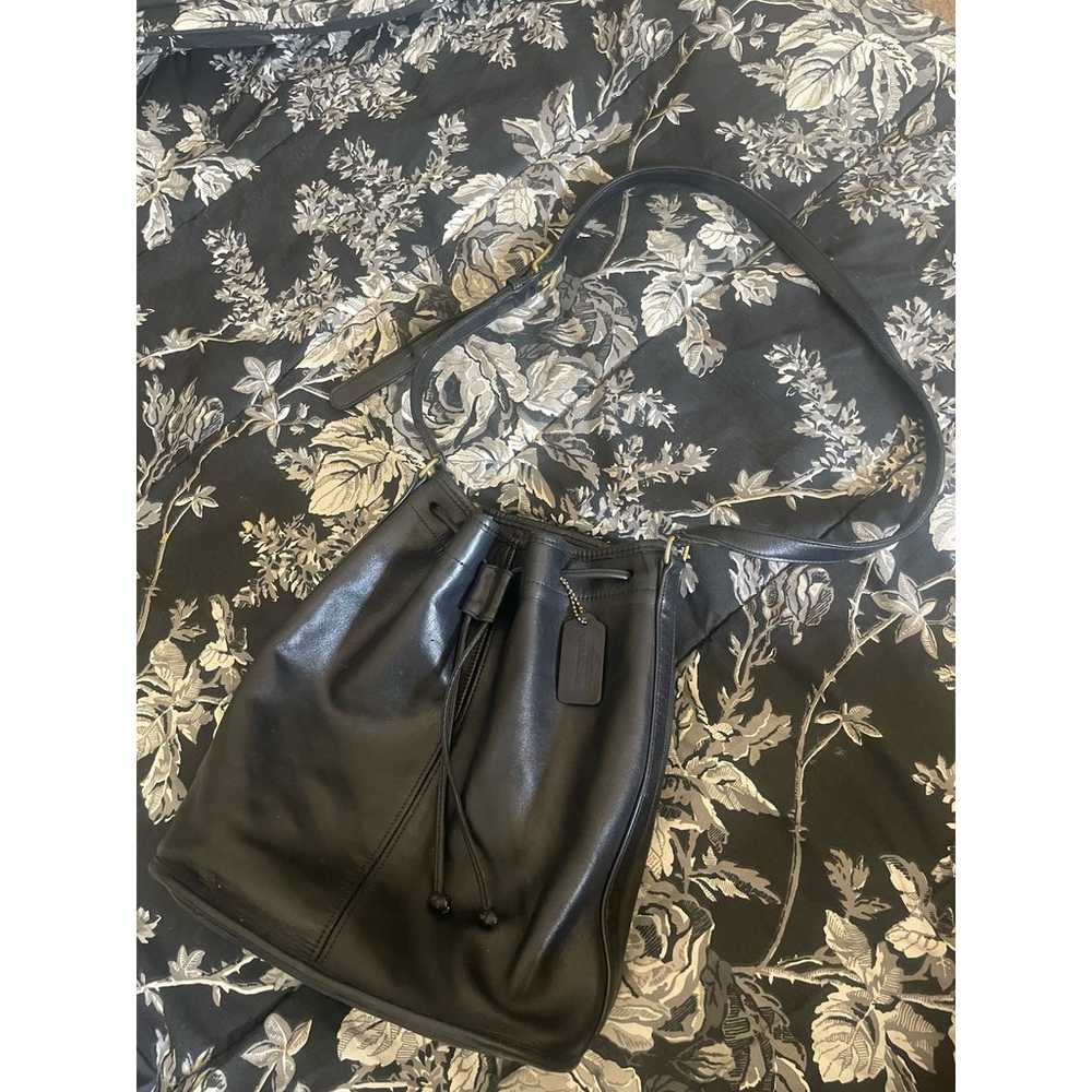 COACH Leather Drawstring Bag in Black - image 1