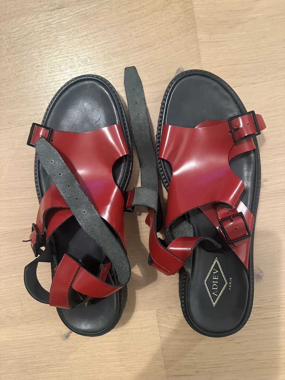 Adieu Paris Black/ Red Leather Sandals - image 1