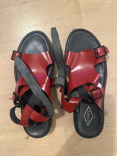 Adieu Paris Black/ Red Leather Sandals