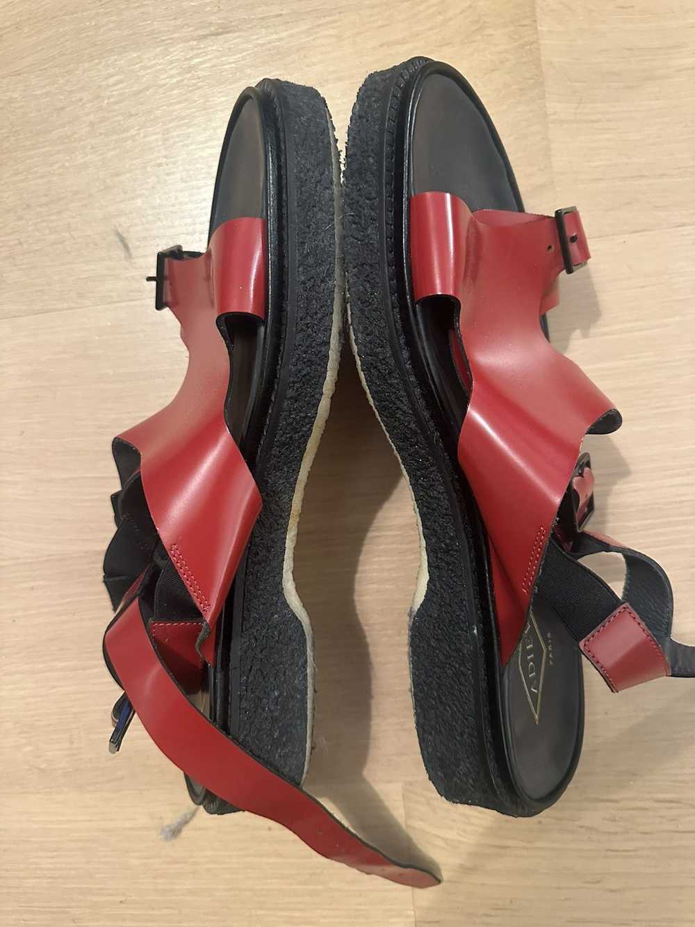 Adieu Paris Black/ Red Leather Sandals - image 3