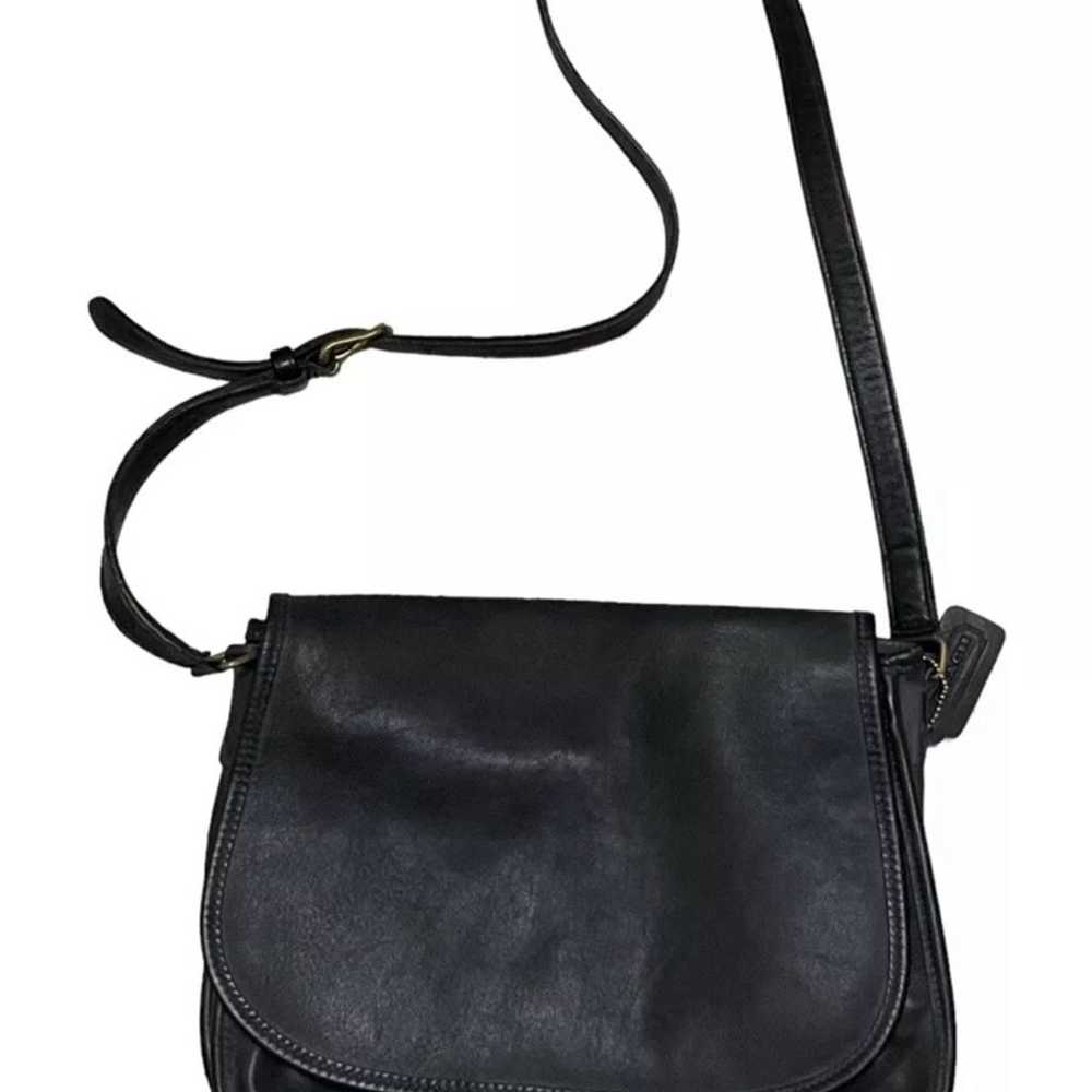 Vintage Coach City Bag Black Leather Crossbody Me… - image 1