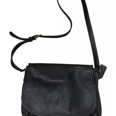 Vintage Coach City Bag Black Leather Crossbody Me… - image 1