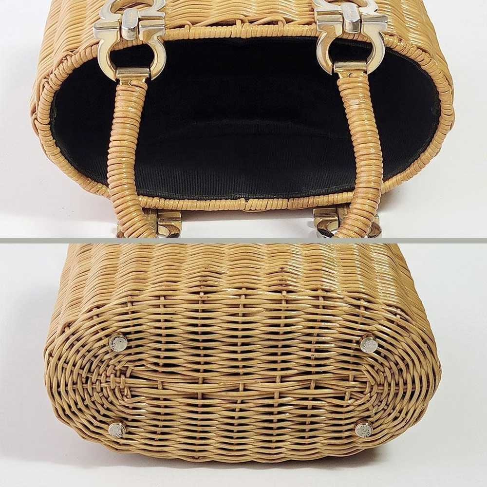 【Salvatore Ferragamo】Raffia Basket Bag Gancini Vi… - image 4