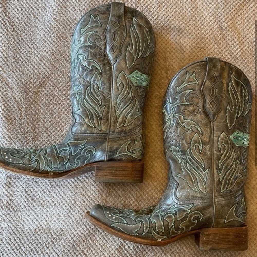 Boots Beautiful turquoise and gray corral vintage - image 10