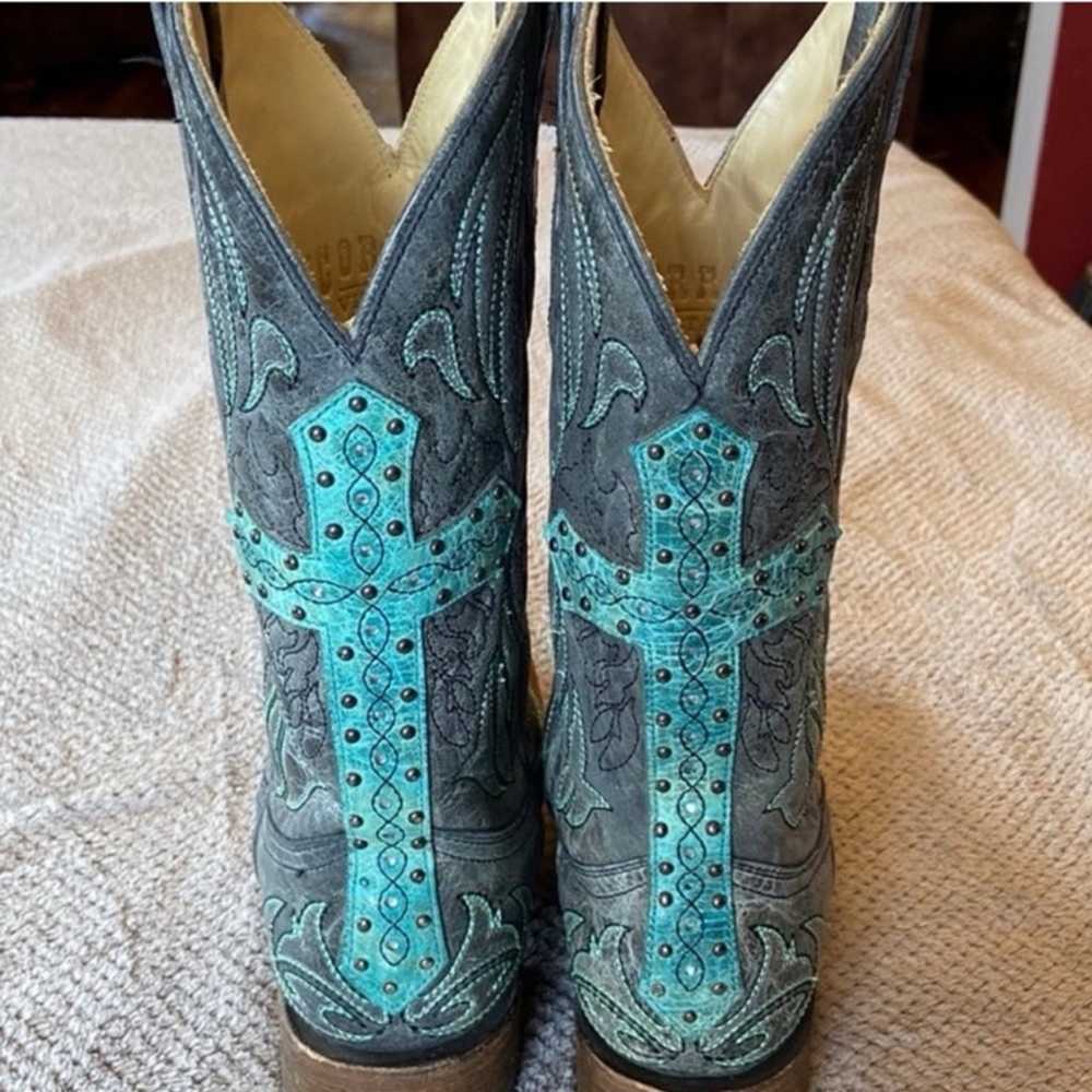 Boots Beautiful turquoise and gray corral vintage - image 11