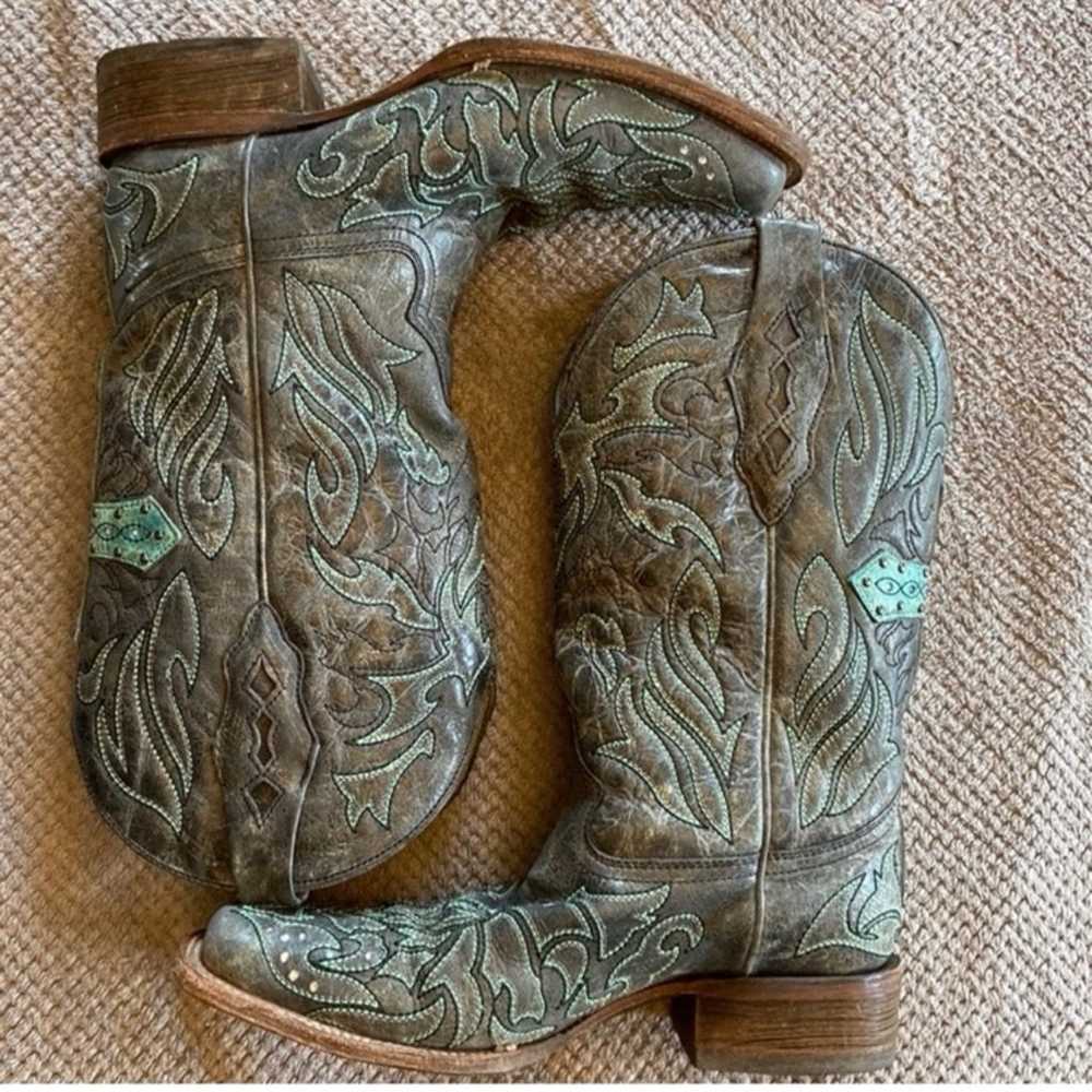 Boots Beautiful turquoise and gray corral vintage - image 1