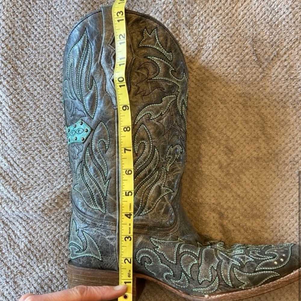 Boots Beautiful turquoise and gray corral vintage - image 8