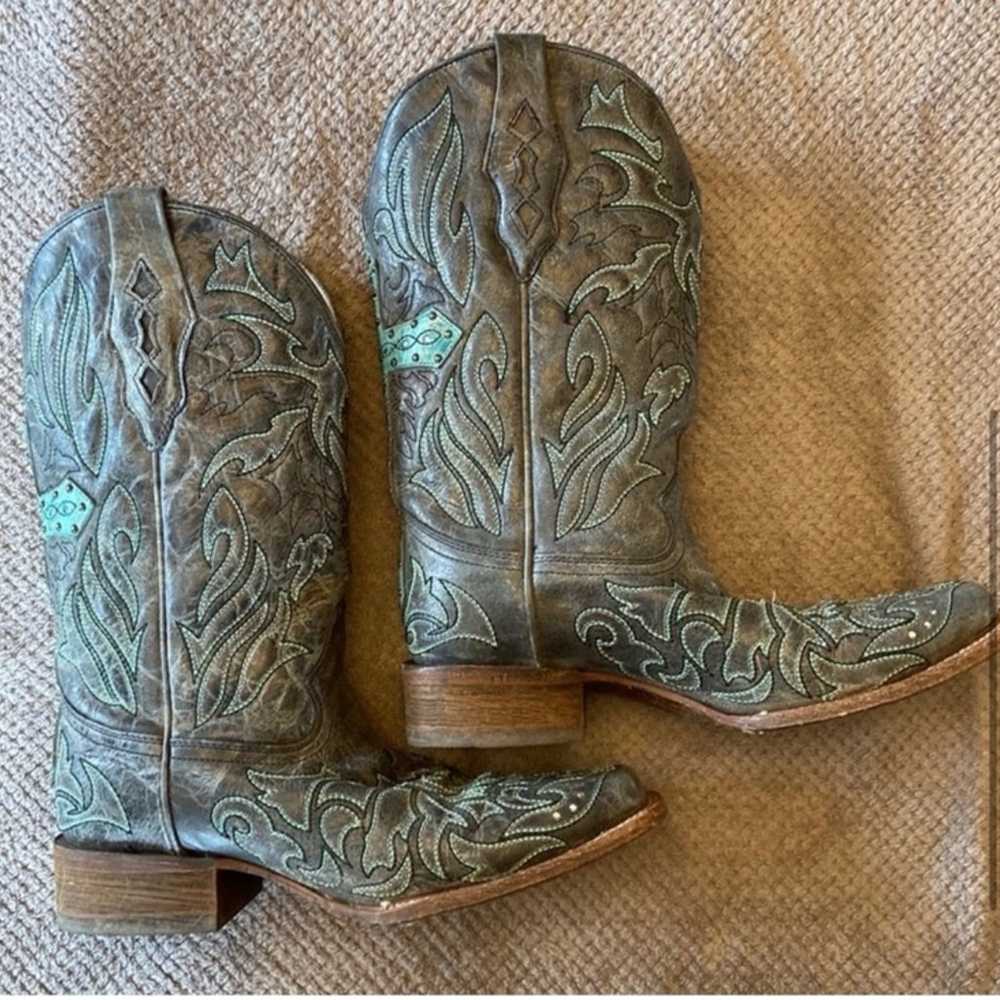 Boots Beautiful turquoise and gray corral vintage - image 9