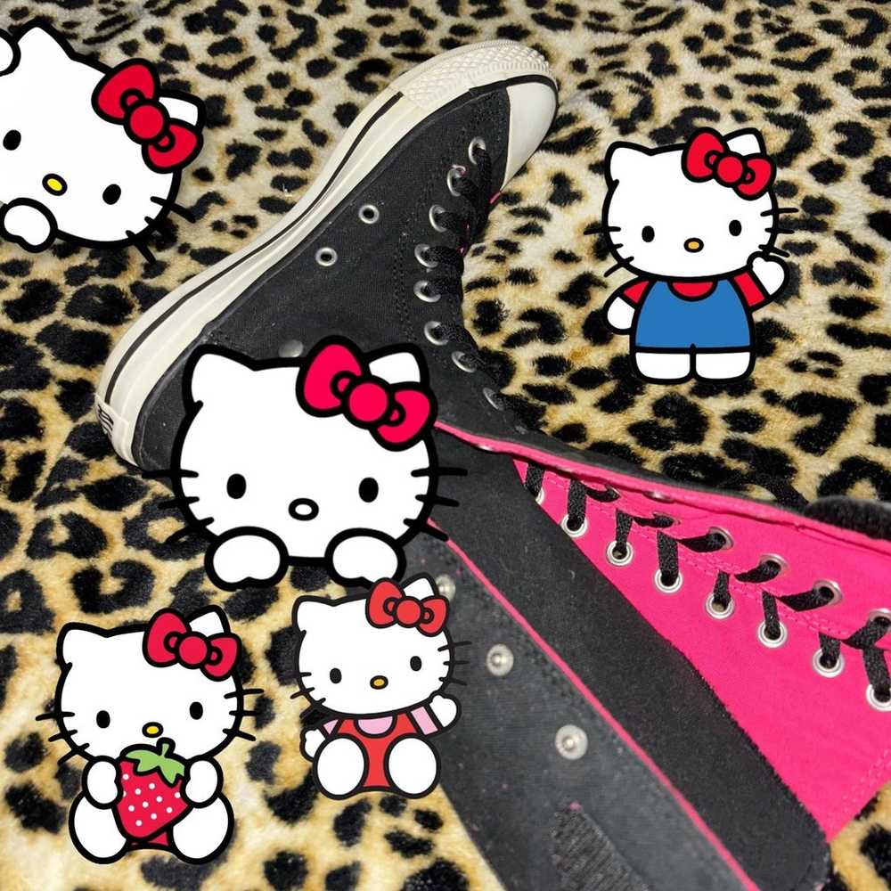 mid calf rise pink & black converse ! - image 2