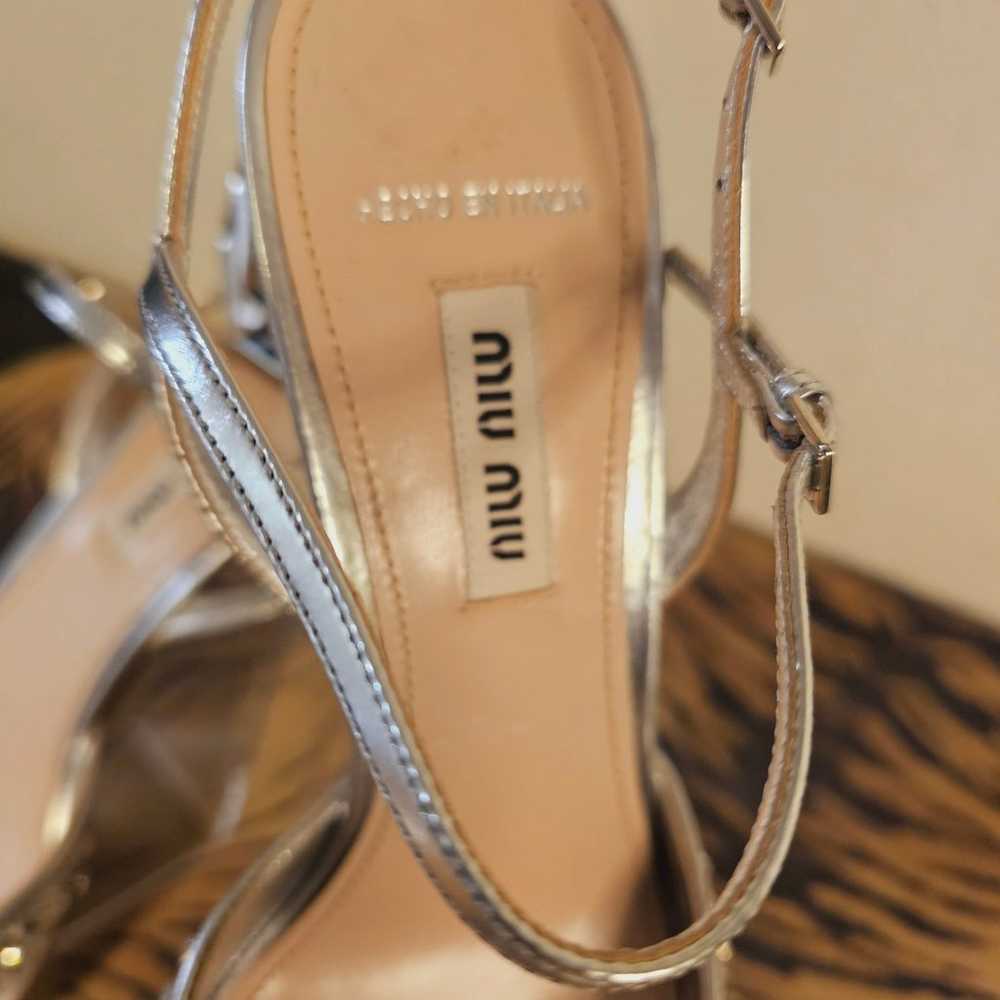 Miu Miu  Swarovski Emb Silver Satin Heel Pump SB … - image 3