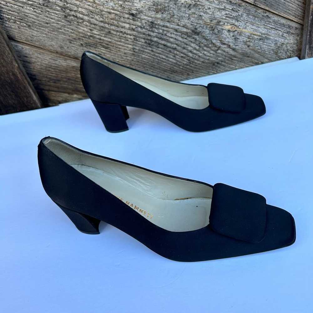 Vintage Black Satin Square Toe Block Heel 1920s L… - image 7