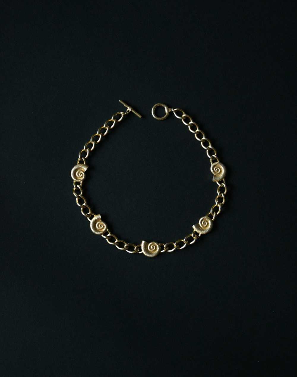 gold coiled seashell chain collar necklace - image 1