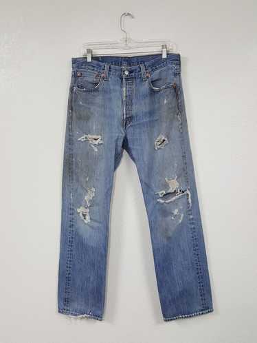 Levi's Levis 501 Y2K Distressed Blue Denim Jeans … - image 1