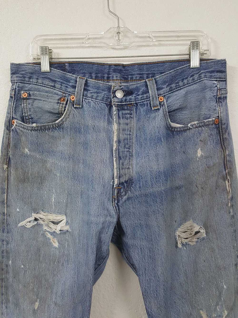 Levi's Levis 501 Y2K Distressed Blue Denim Jeans … - image 3