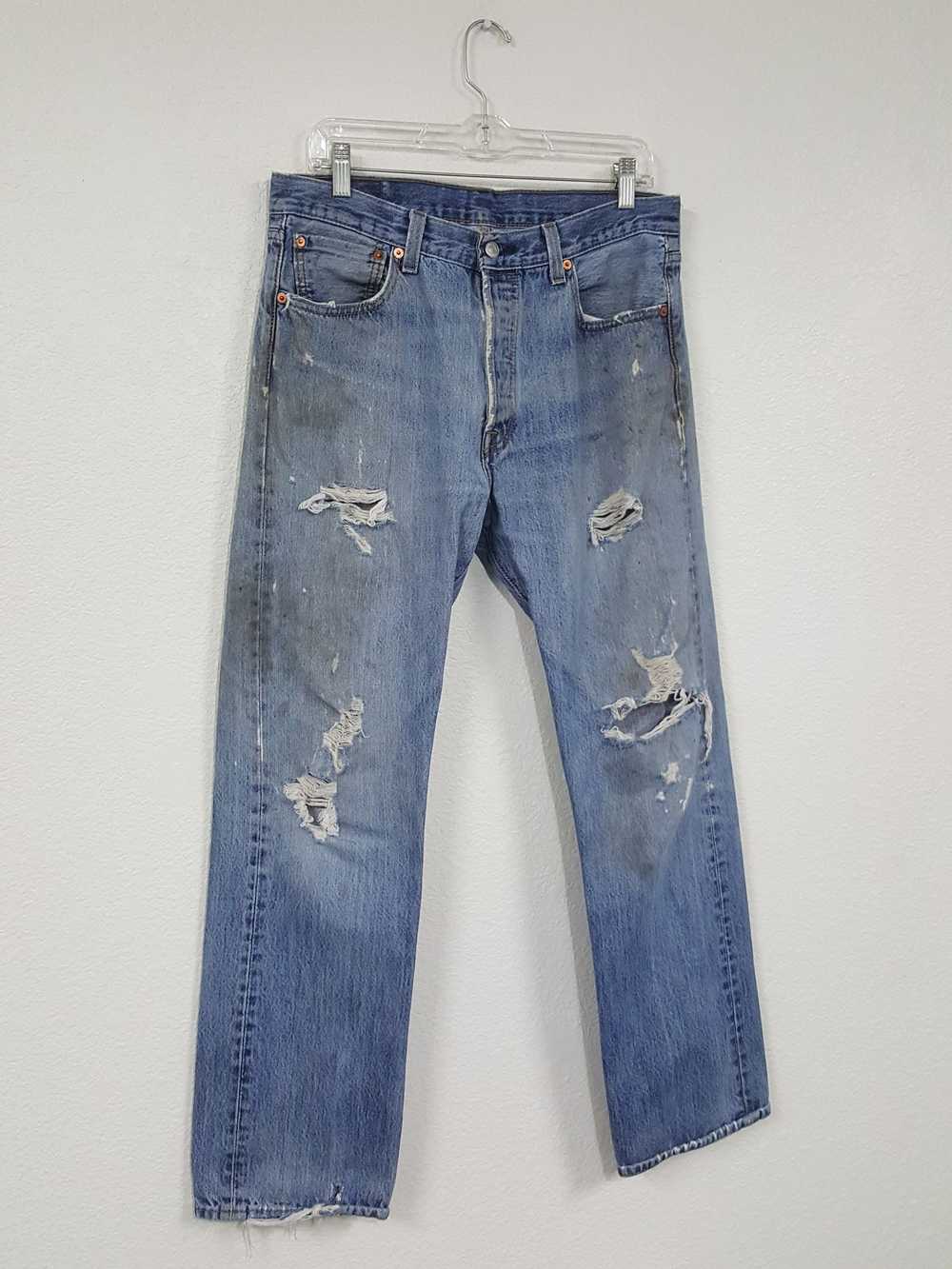 Levi's Levis 501 Y2K Distressed Blue Denim Jeans … - image 4