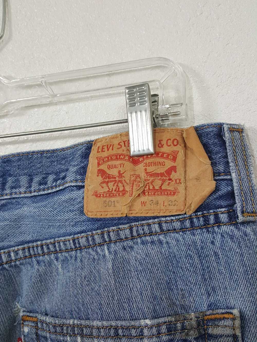 Levi's Levis 501 Y2K Distressed Blue Denim Jeans … - image 6