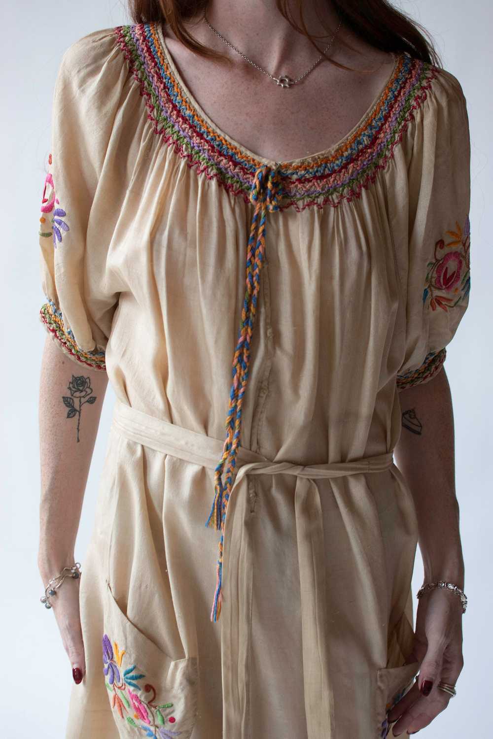 1920s Embroidered Silk Hungarian Dress - image 2