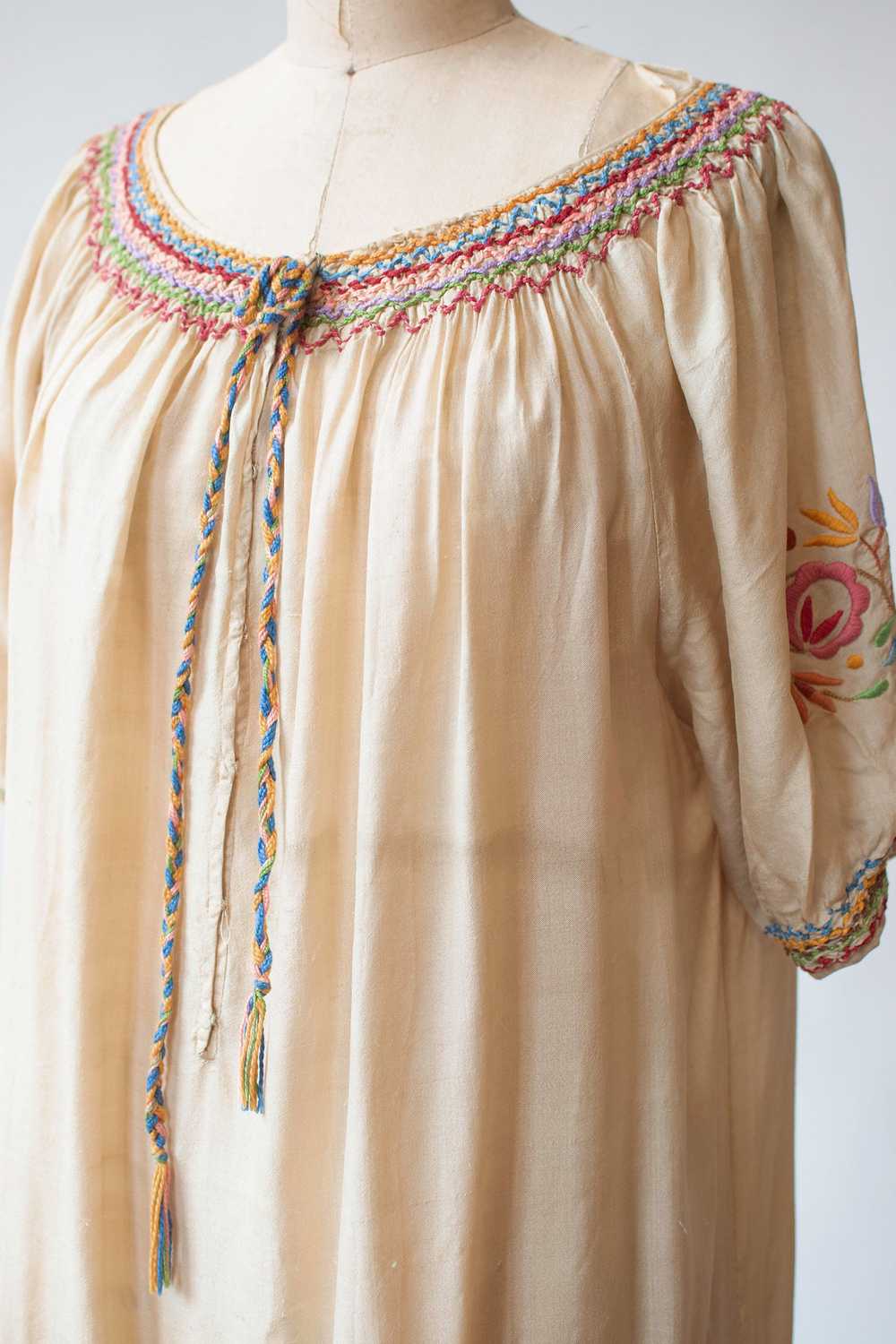 1920s Embroidered Silk Hungarian Dress - image 8