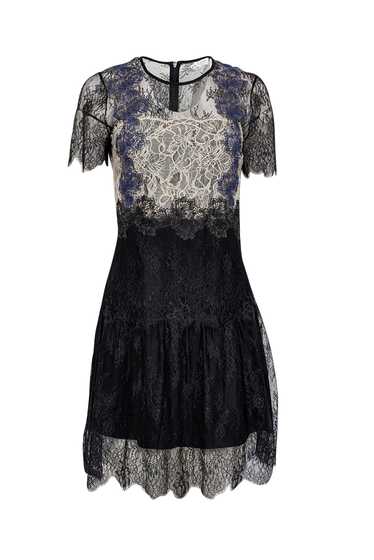 Sandro - Black, Ivory, & Blue Lace Mini Dress Sz 8