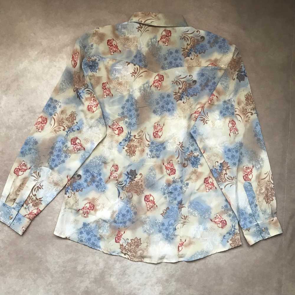 Wrangler Western Cowboy Rodeo Print Button Down S… - image 7