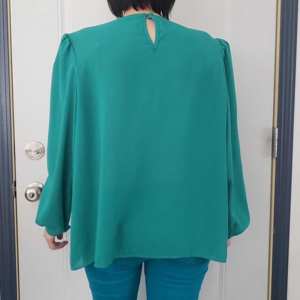 80s Green Pleated Blouse - image 3