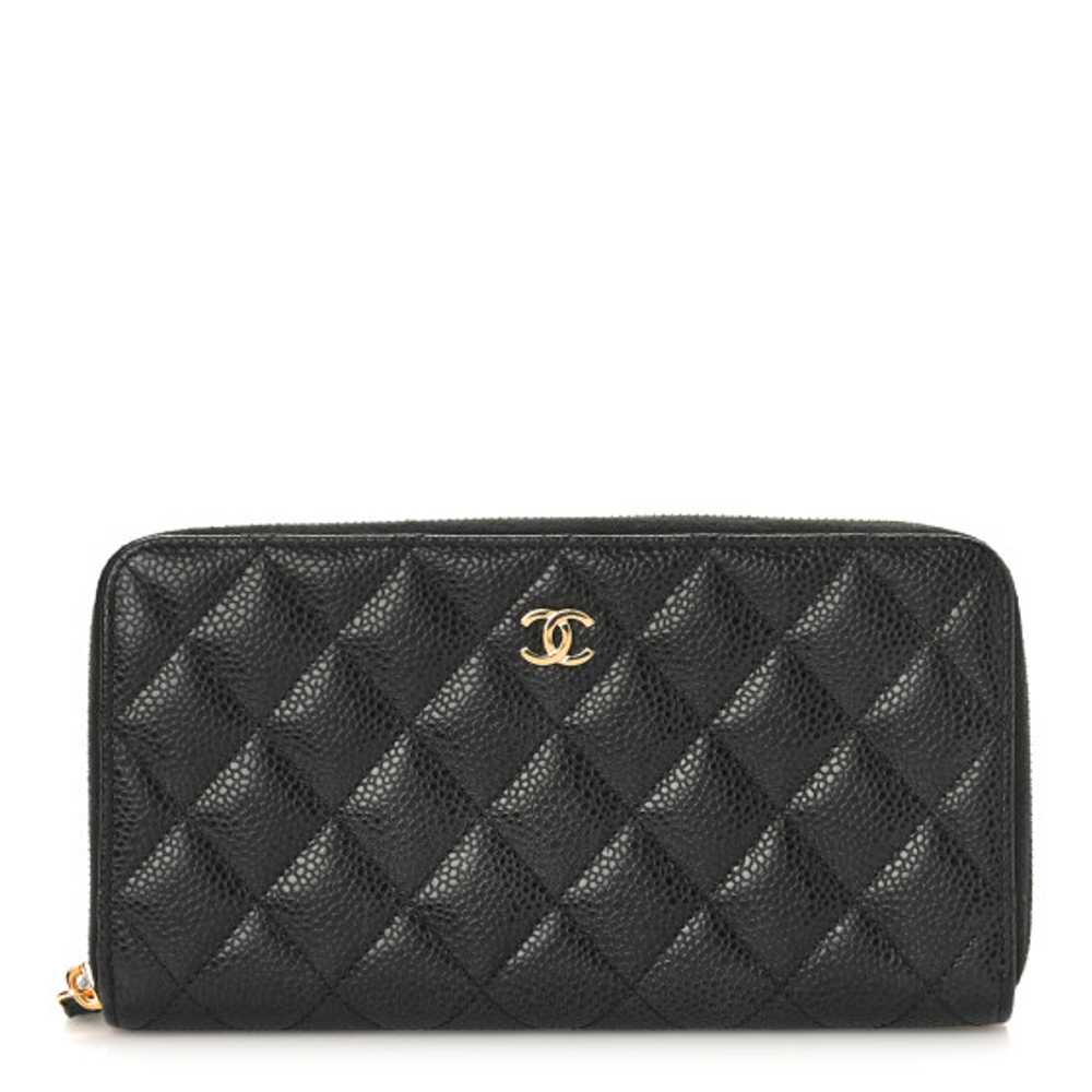 CHANEL Caviar Quilted Large Gusset Zip Around Wal… - image 1