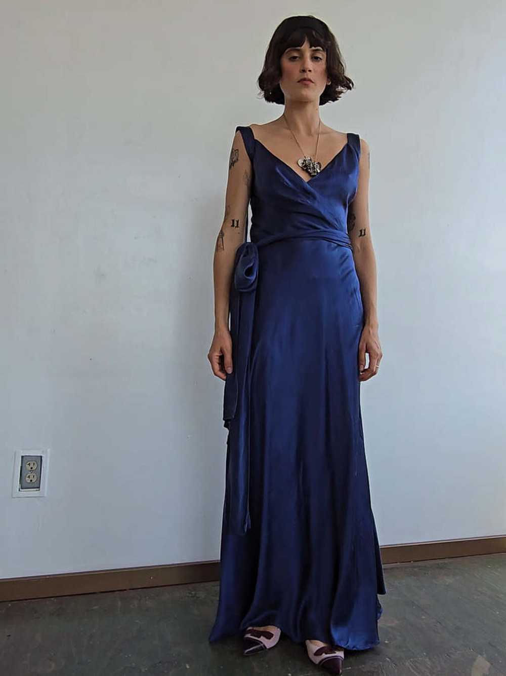 Luxe Silk Charmuese Wrap Dress - Blue - image 3