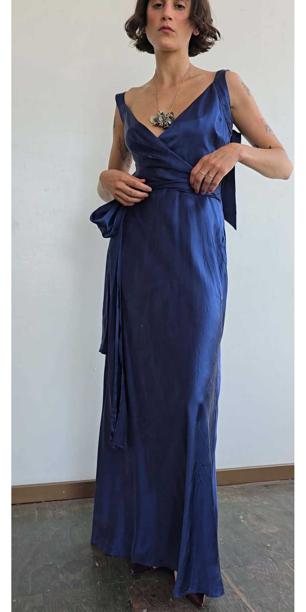 Luxe Silk Charmuese Wrap Dress - Blue - image 8