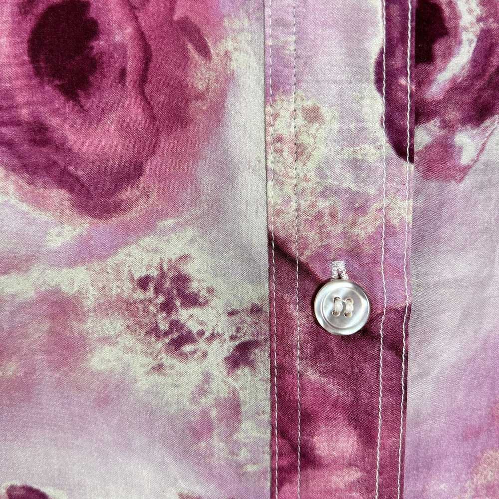 VINTAGE 90s 100% Pure Silk Pink Floral Button Up … - image 5