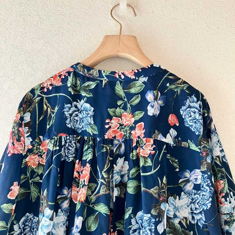 H&M floral pattern long-sleeved blouse shirt navy - image 9