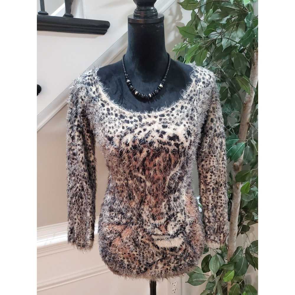 Other Arden B Abstract Lion Fuzzy Round Neck Long… - image 1