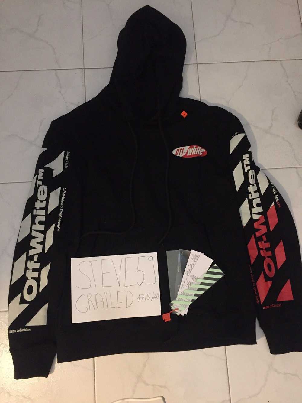 Off-White Off white diagonal split logo hoodie - image 1