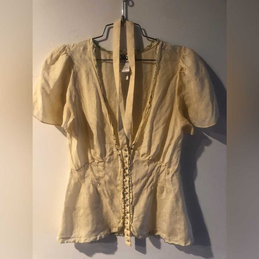 Vintage Chloe silk top low cut Buur toned with ne… - image 1