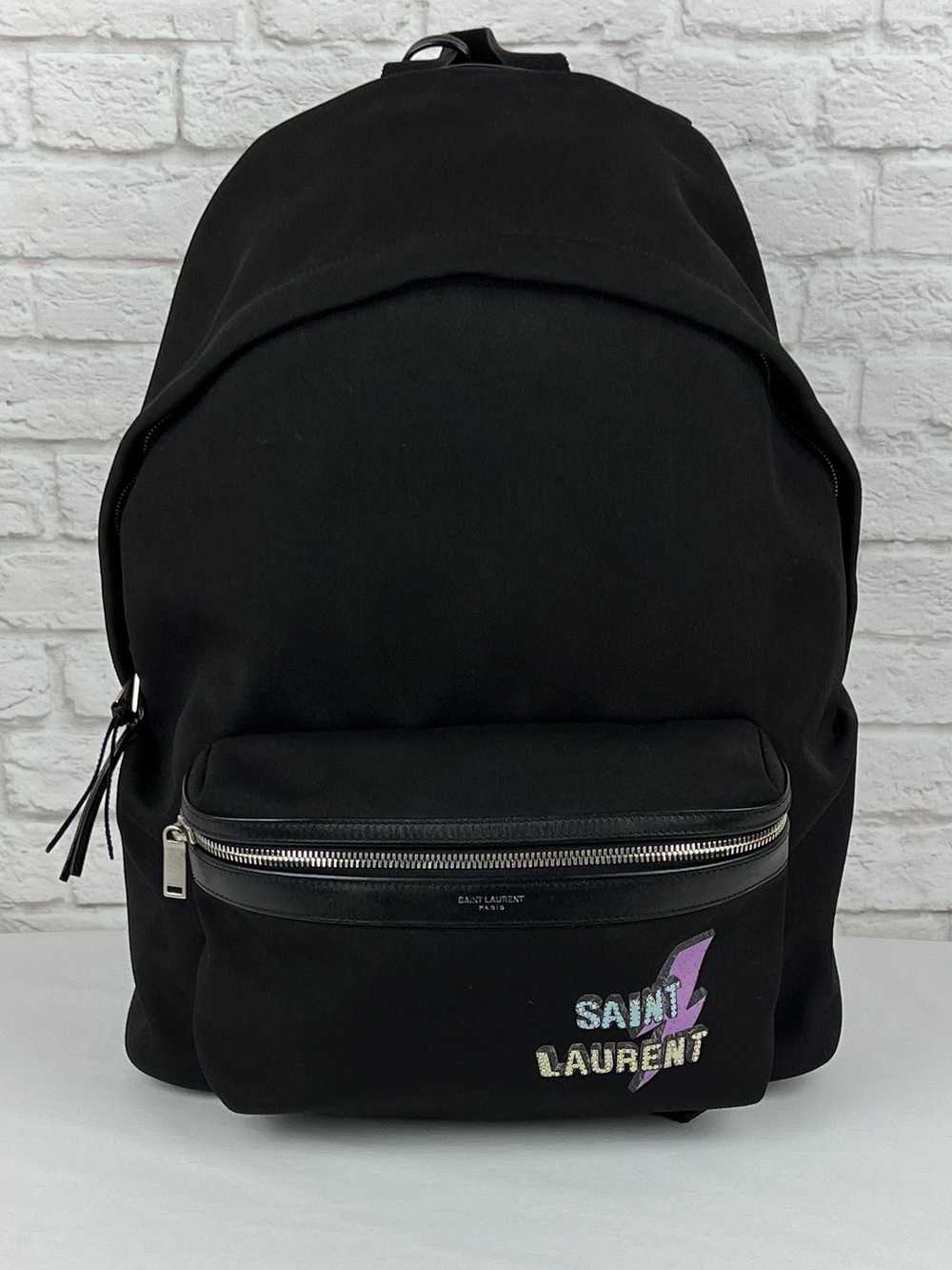 Saint Laurent Lightning Bolt Logo City Backpack i… - image 1