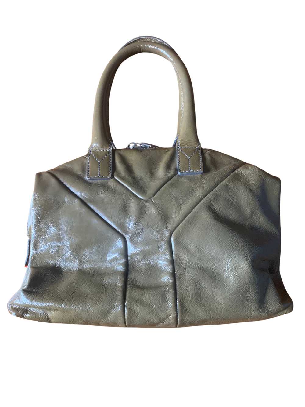 90s Yves Saint Laurent Olive Patent Leather Muse … - image 2