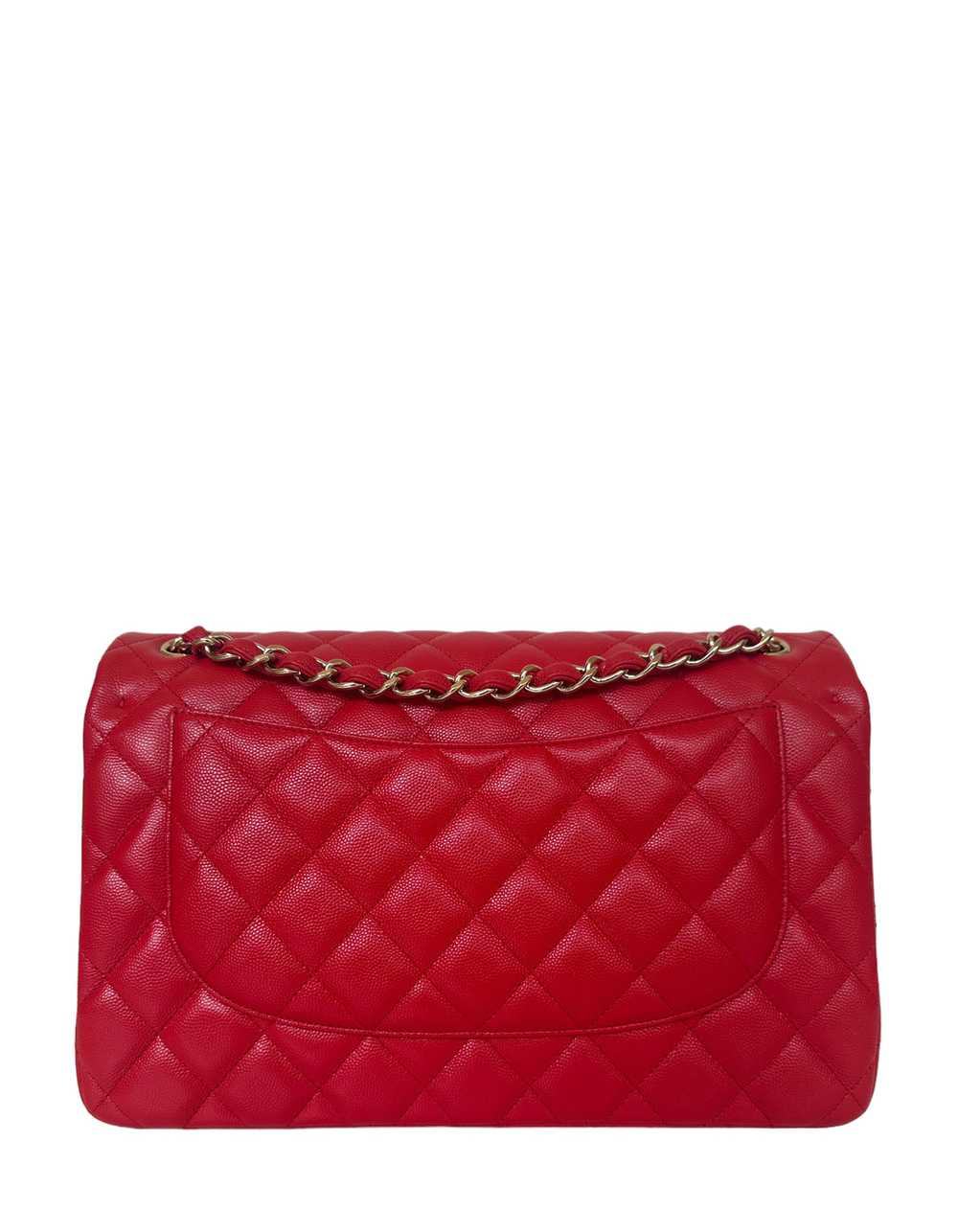 Chanel Red Caviar Leather Quilted Classic Double … - image 3