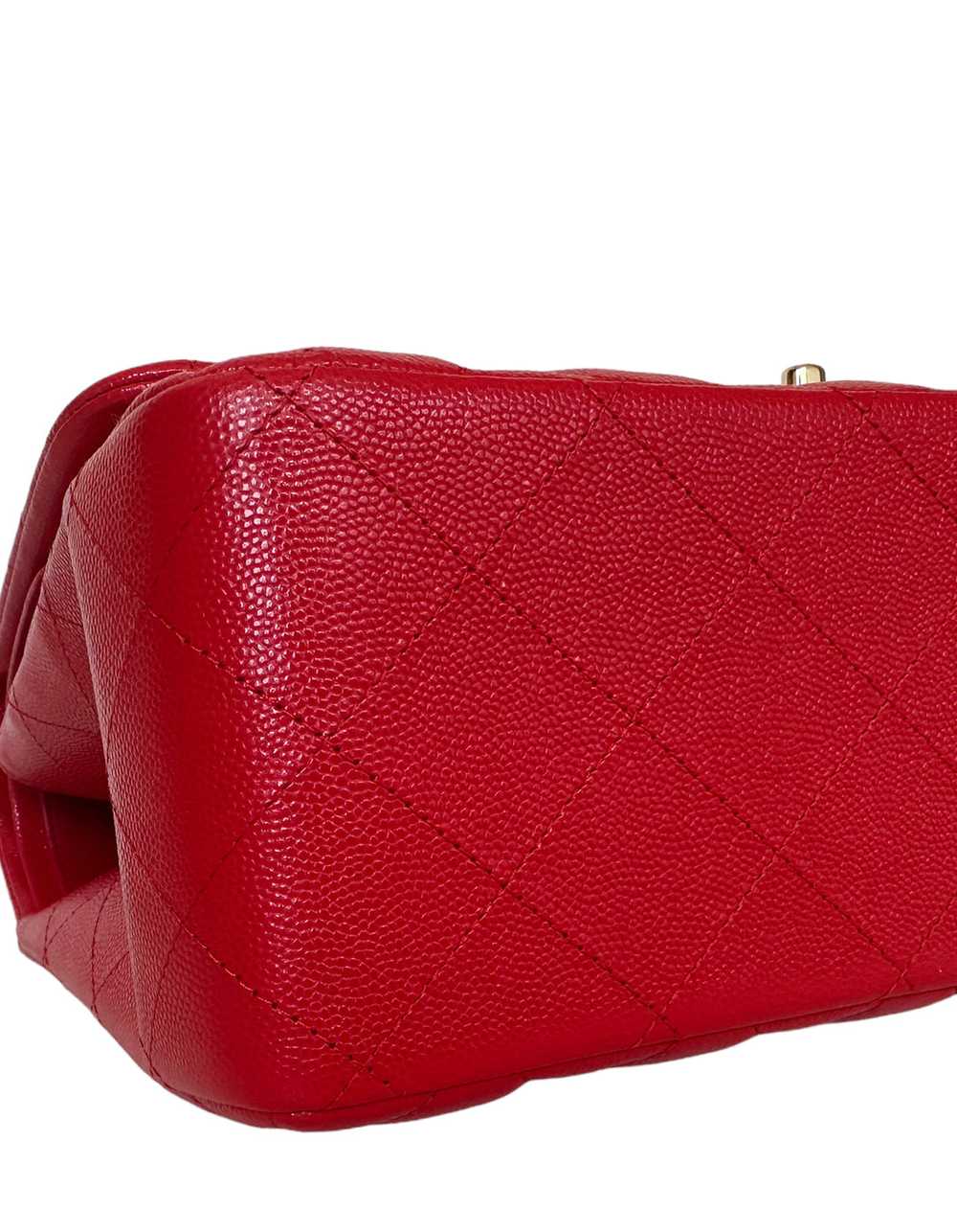 Chanel Red Caviar Leather Quilted Classic Double … - image 4