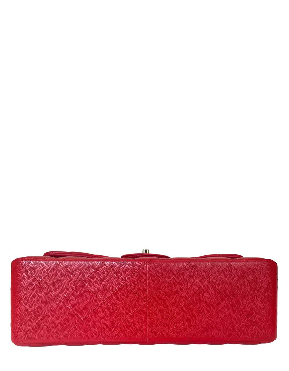 Chanel Red Caviar Leather Quilted Classic Double … - image 6