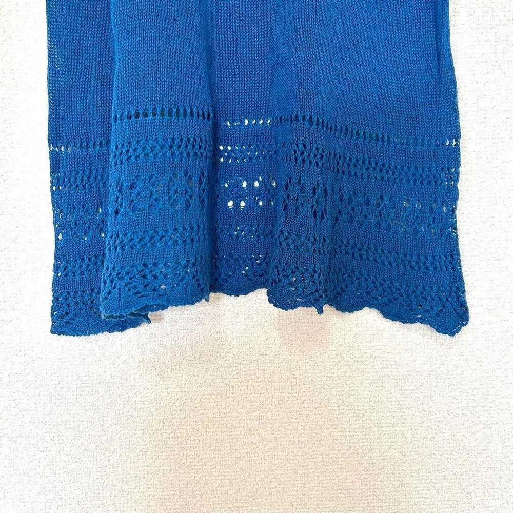 【Untitled】L Thin Knit Top Short Sleeve Tunic Blue - image 4