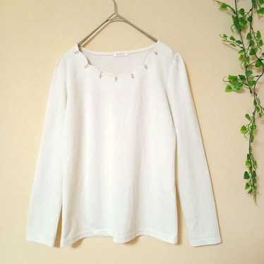 491 【Gracia】Design Cut-Sew with Bijou, White Cream